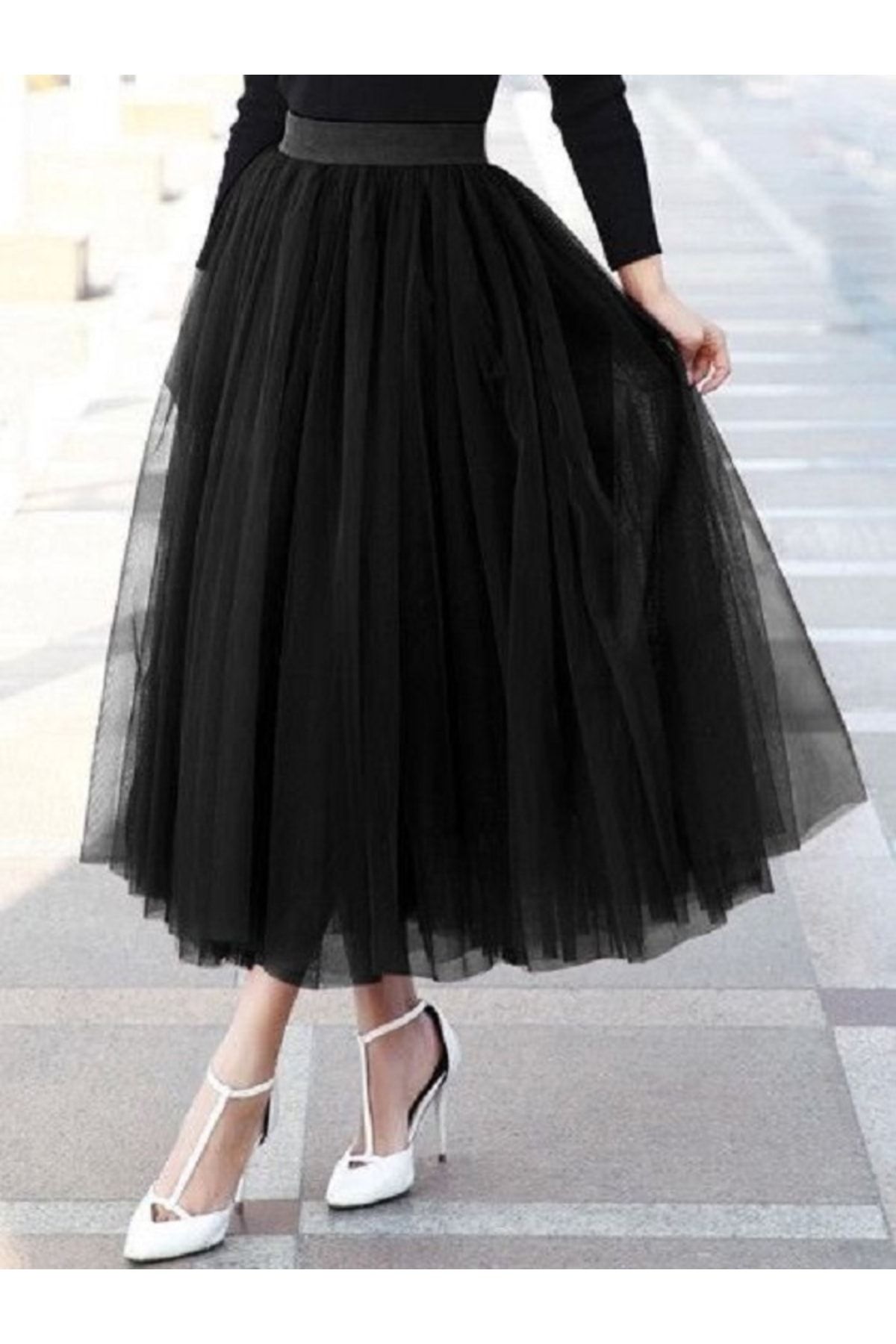 Черный фатин юбка