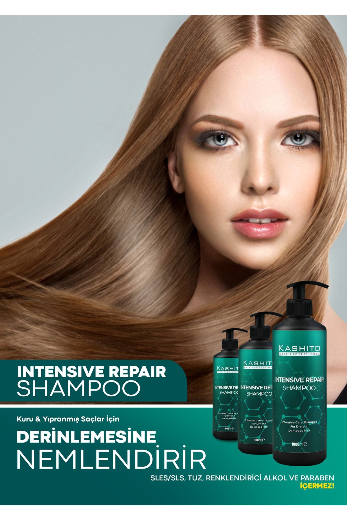 KASHİTO-500ml Intensive Care Intensive Repair Shampoo - Dry and Damaged Hair 2