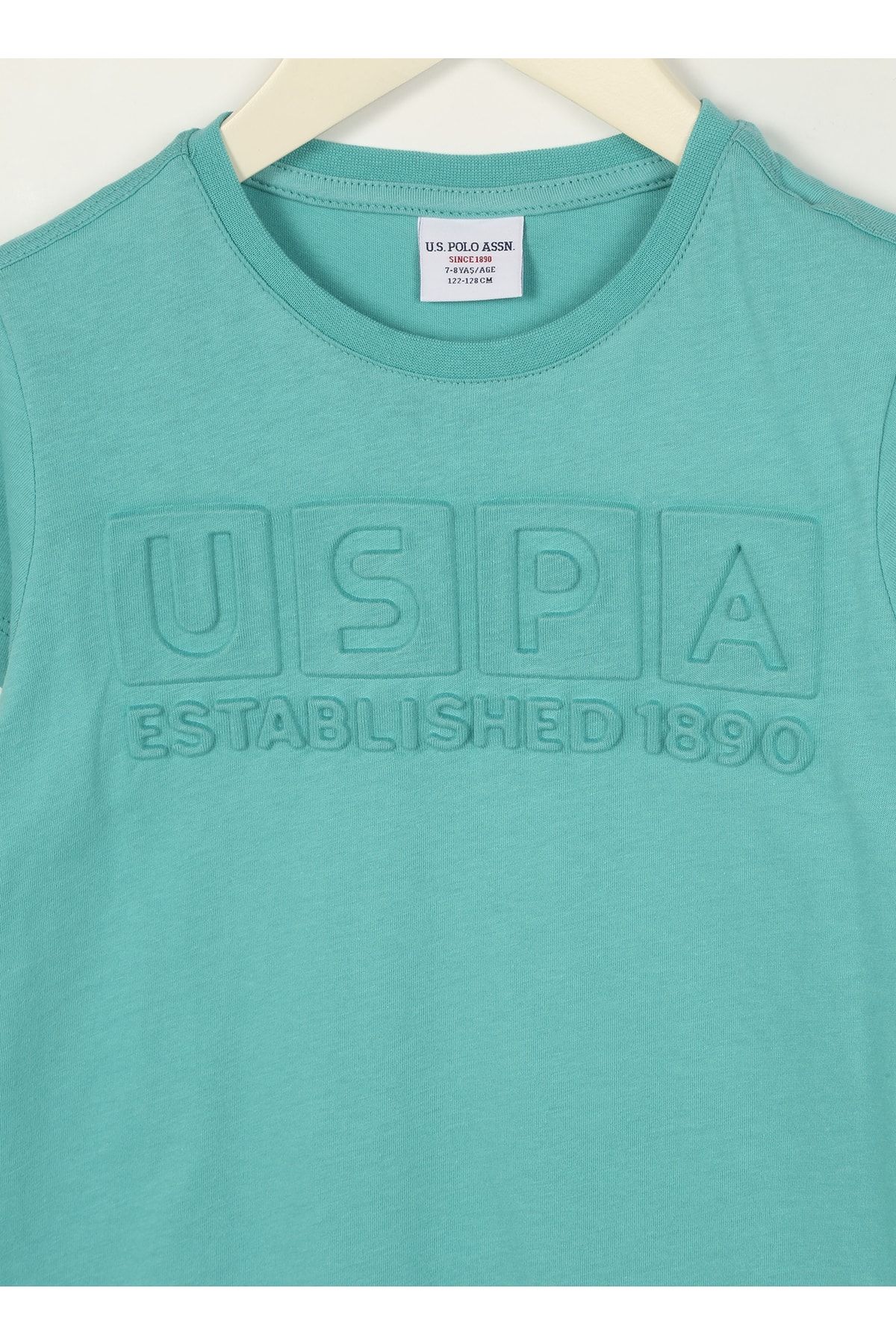U.S. Polo Assn.-تي شيرت للأولاد بلون النعناع العادي للأطفال المكسيكيين 3