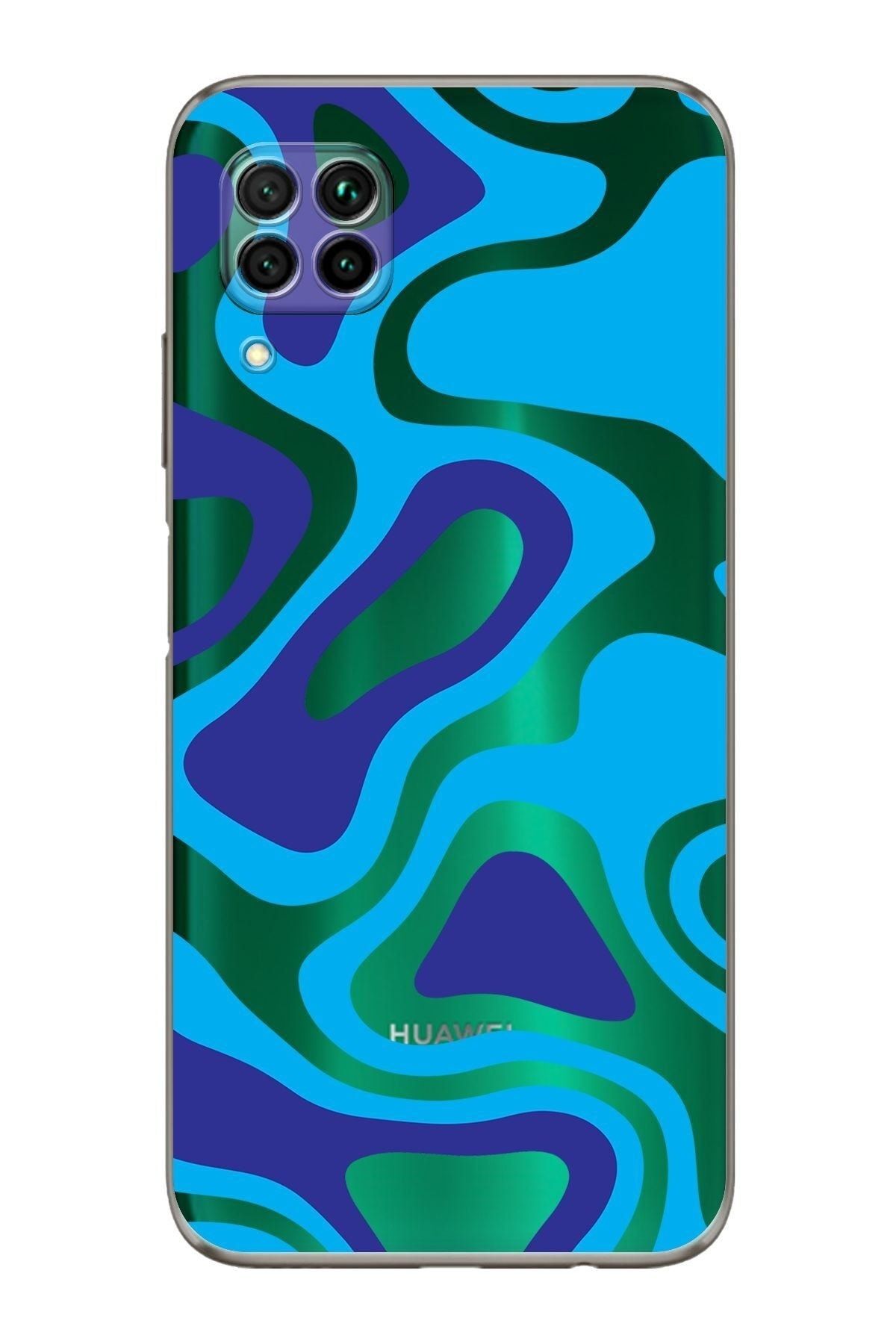 Huawei P40 Lite Kamera Korumalı Kapak Renkli Desen Tasarımlı Şeffaf Kılıf