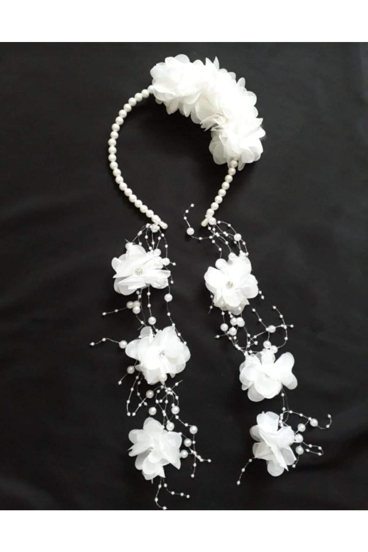 ecrin tuhafiye hobi Kadın Beyaz Incili Taç