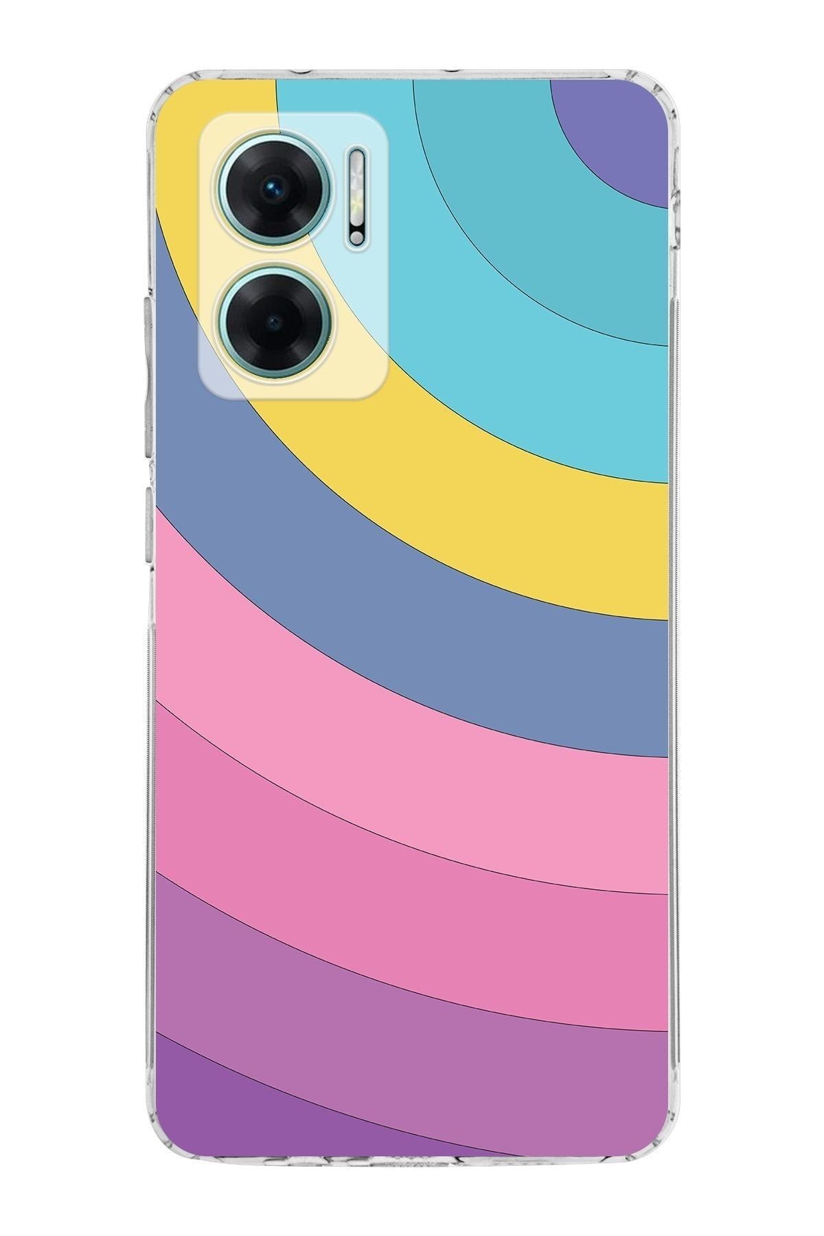 Redmi Note 11e Kamera Korumalı Kapak Renk Cümbüşü Tasarımlı Şeffaf Kılıf