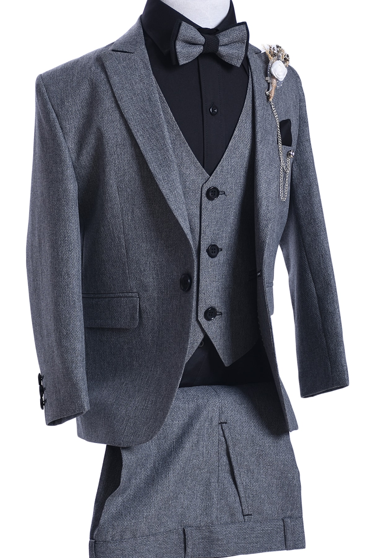 چجوک کت و شلوار بچه گانه پیراهنی مشکی رنگ خاکستری