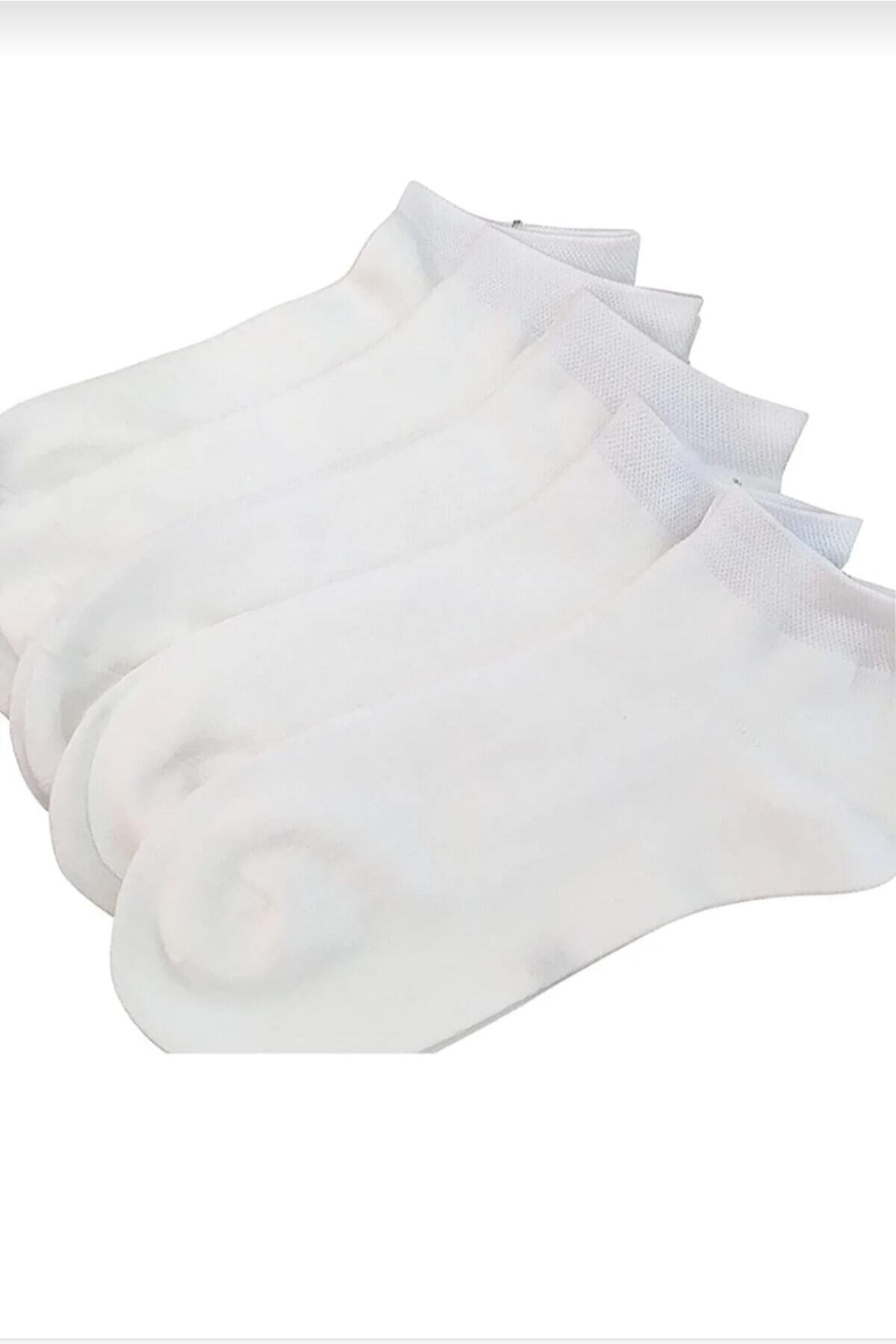 5 Li Unisex Kadin Erkek Spor Beyaz Patik Çorap