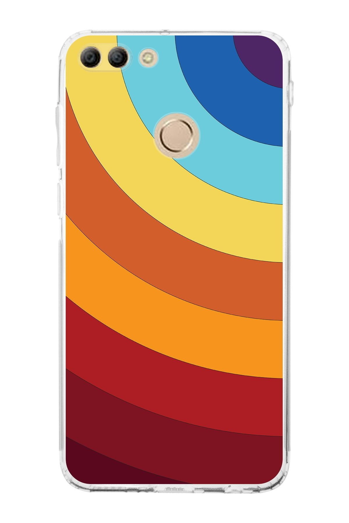 Huawei Y9 2018 Kamera Korumalı Kapak Renk Cümbüşü Tasarımlı Şeffaf Kılıf