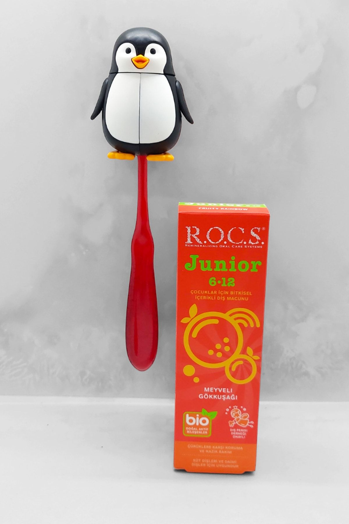 R.O.C.S.-R.o.c.s 6-12 Penguin Care Set - Rainbow Toothpaste + Junior Toothbrush Red + Penguin Container 3