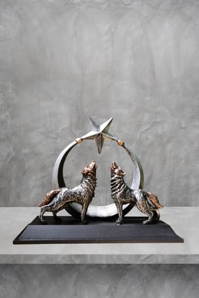 Gift Garden Ayyıldız Uluyan Kurtlar Figürü ( Özel Tasarım )