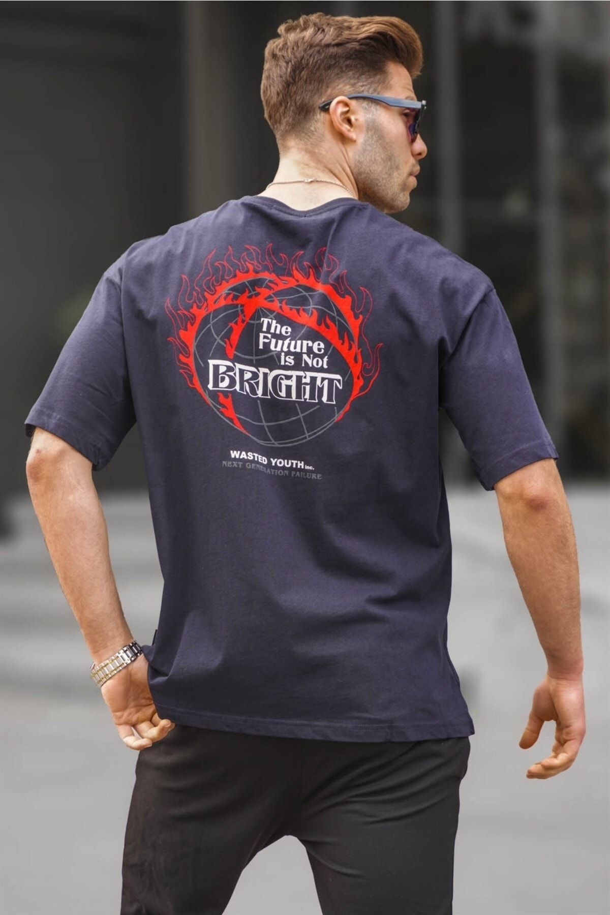 Madmext T-Shirt Dunkelblau Regular Fit FN6904