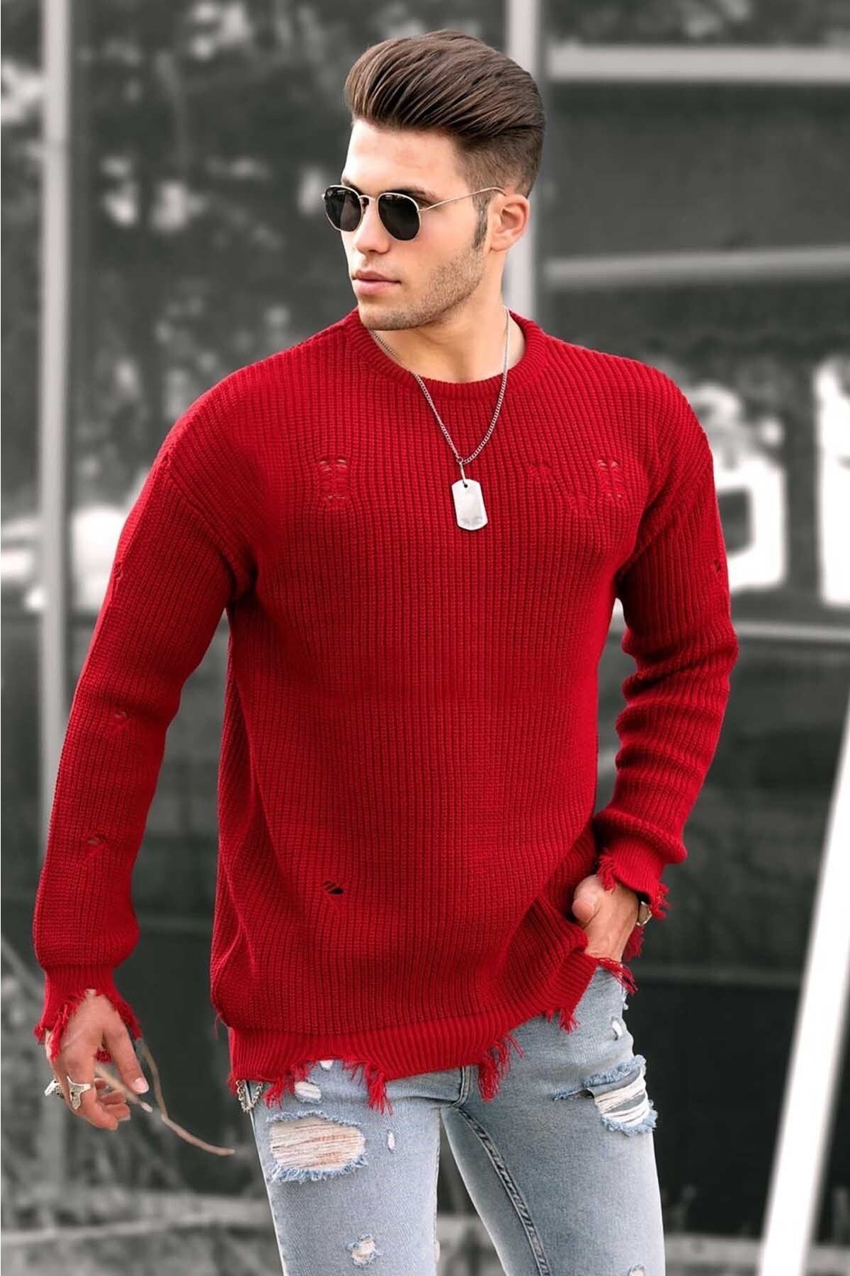Madmext Pullover Rot Slim Fit