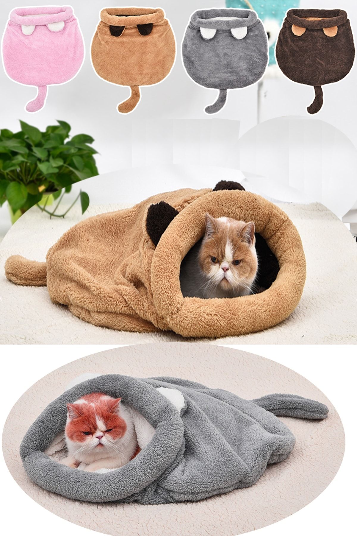 Nurnivus Bobi Cat Bed Plush Sleeping Bag Pet Functional Cat Tunnel