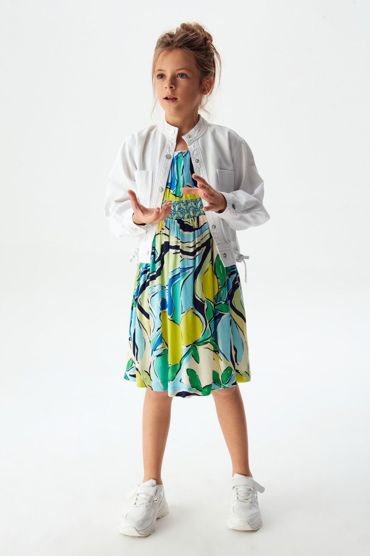 Nk Kids 34703 Girl s White Denim Jacket Trendyol