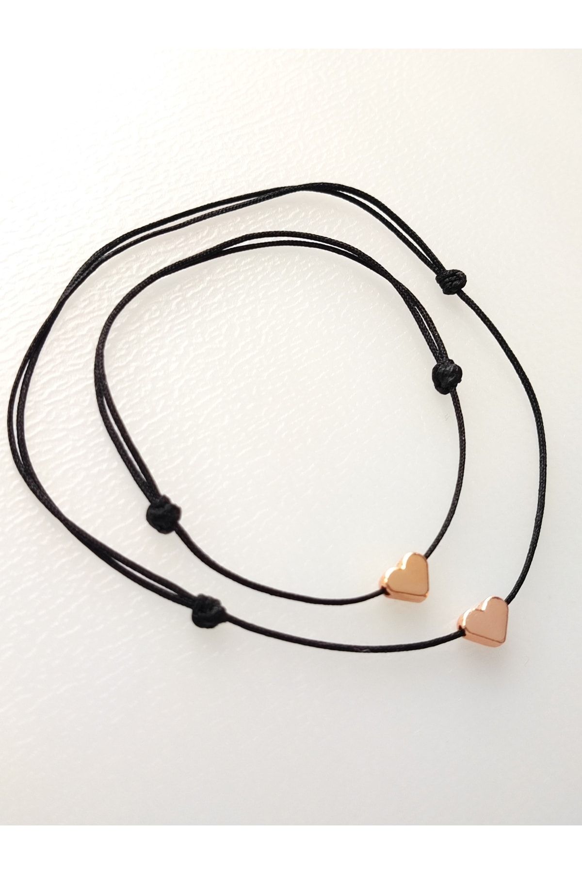 ySRy Rose Gold Heart Black Thread Luck Wish Anklet Bracelet Set KEEP IT SIMPLE SERIES