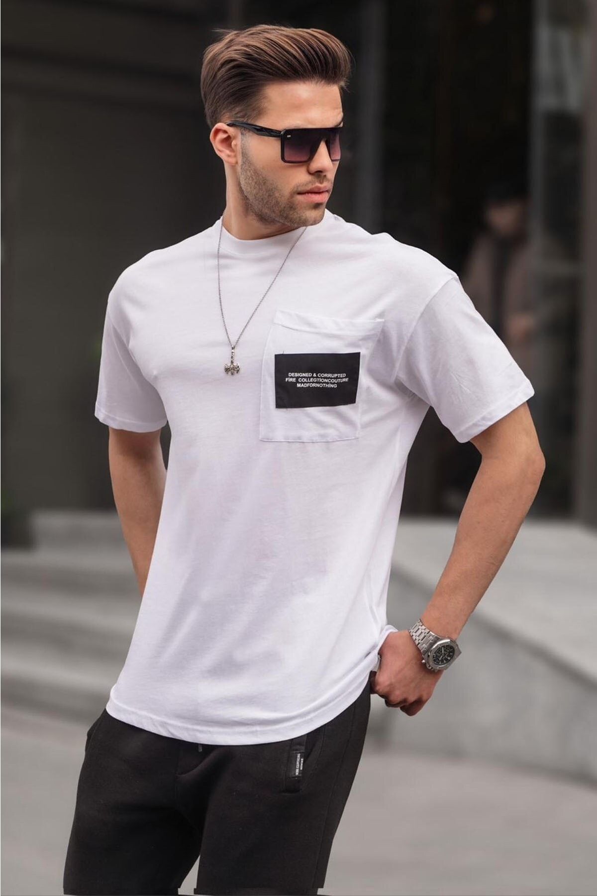 Madmext T-Shirt Weiß Regular Fit