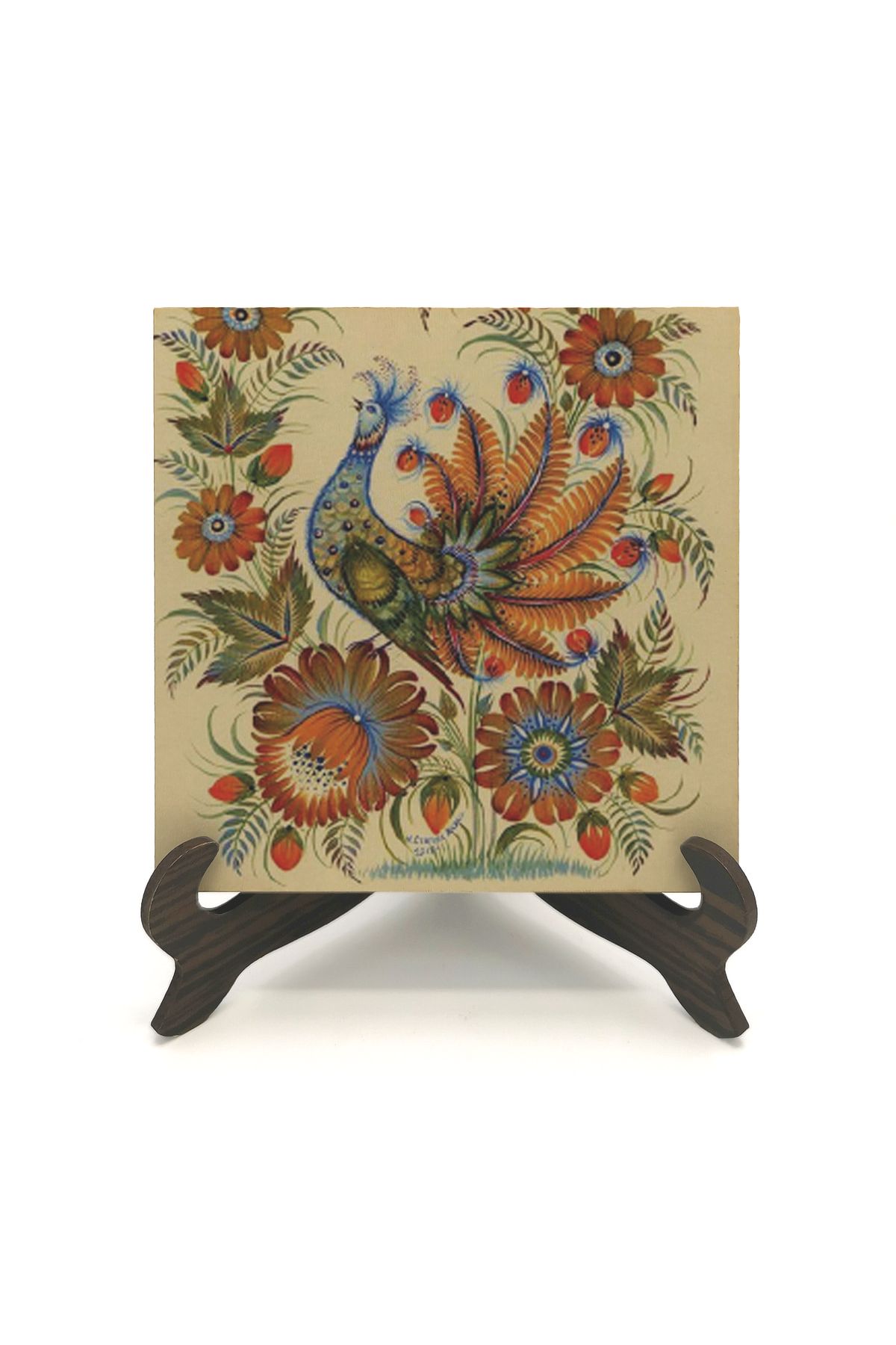 BAKSEPETE-Peacock Printed Mdf Desktop 2