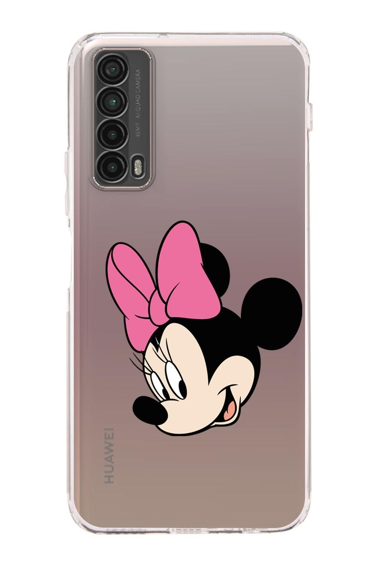 Huawei P Smart 2019 Kamera Korumalı Kapak Minnie Mouse Tasarımlı Şeffaf Kılıf