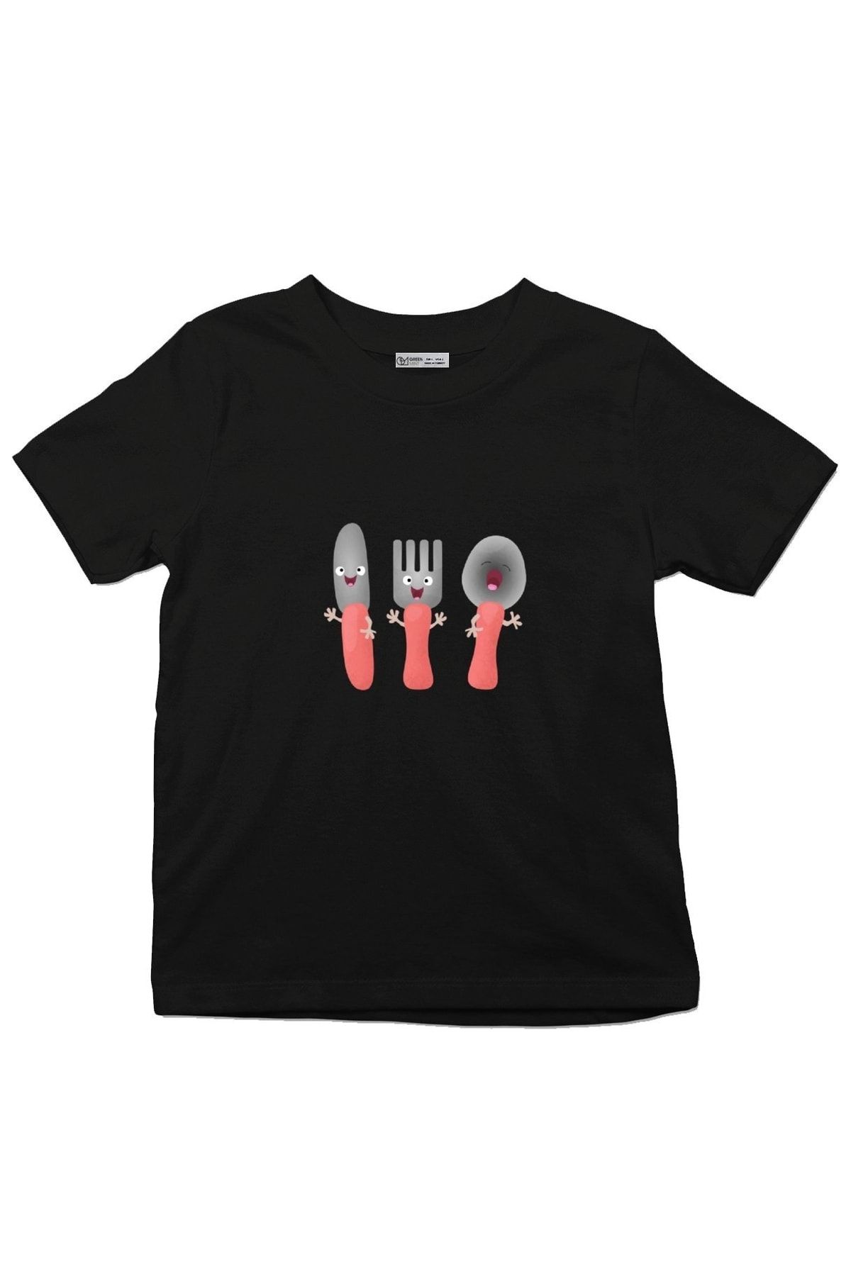 GreenMint Tricou Copii Drăguț Cuțit Furculiță Și Lingură Tacâmuri Cartoon Unisex - 9–10 years