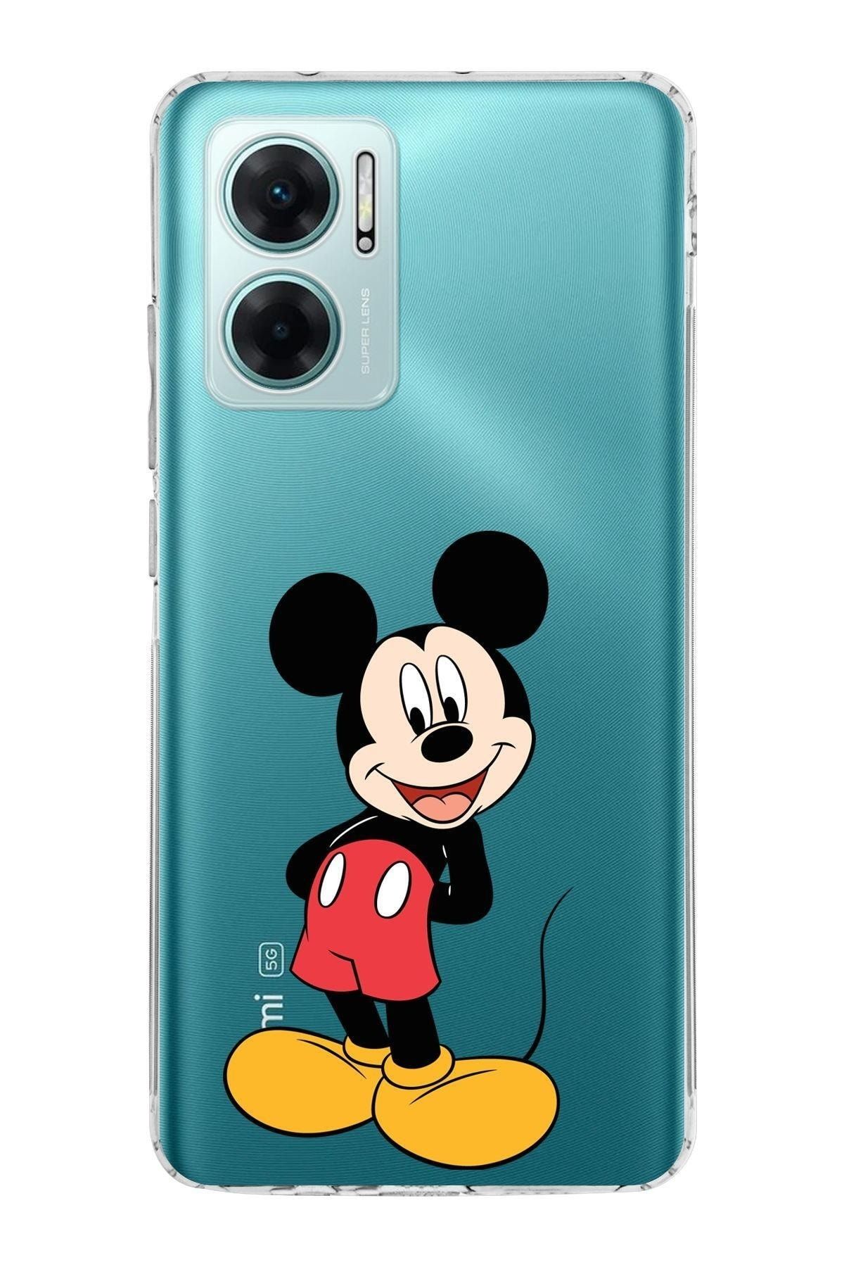 Redmi Note 11e Kamera Korumalı Kapak Mickey Mouse Tasarımlı Şeffaf Kılıf