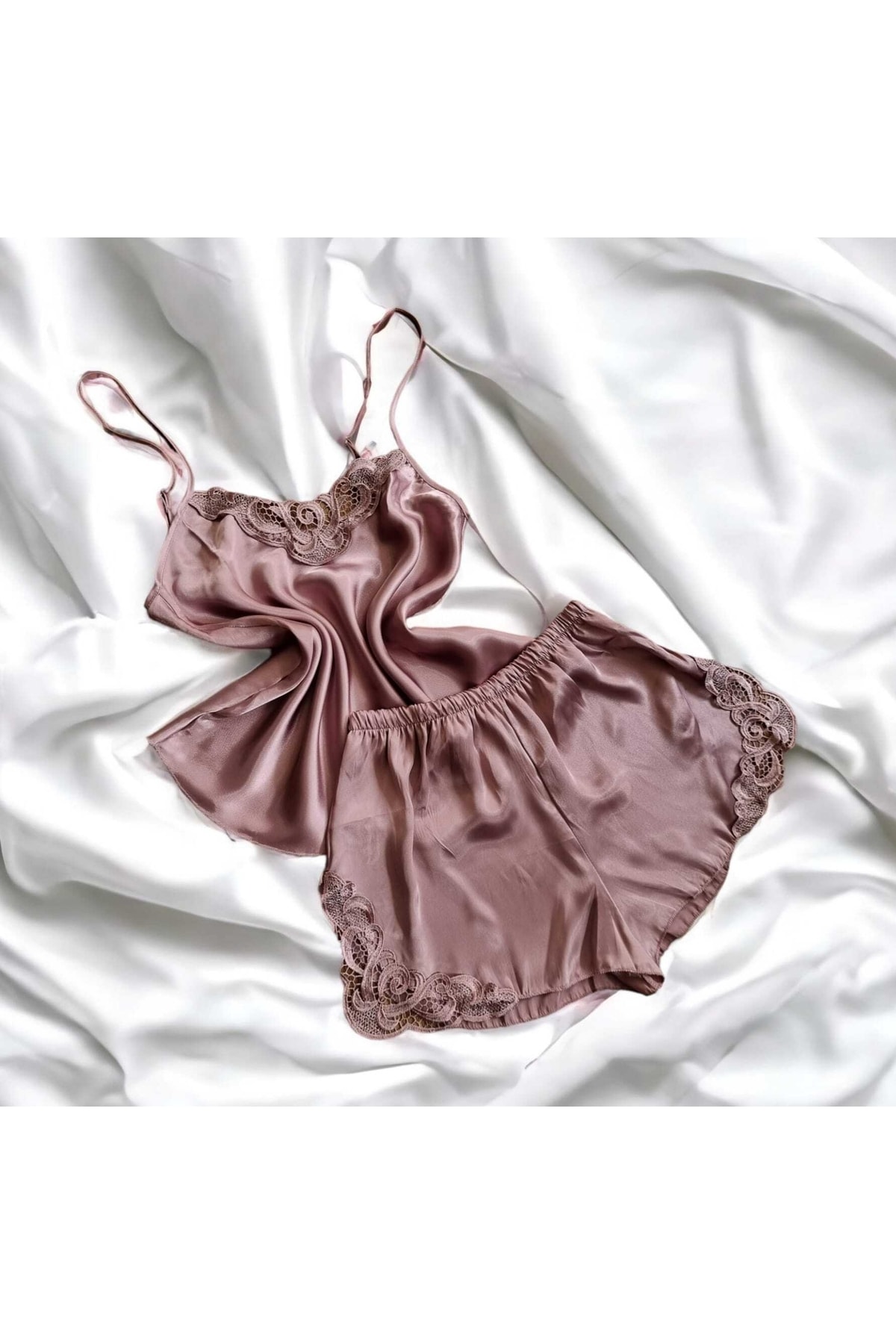 Lasilla Gül Kurusu Saten Gecelik Takım