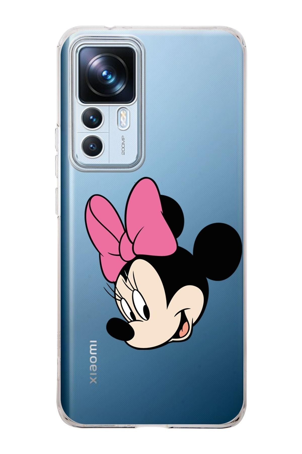 Xiaomi Mi 12t Pro Kamera Korumalı Kapak Minnie Mouse Tasarımlı Şeffaf Kılıf