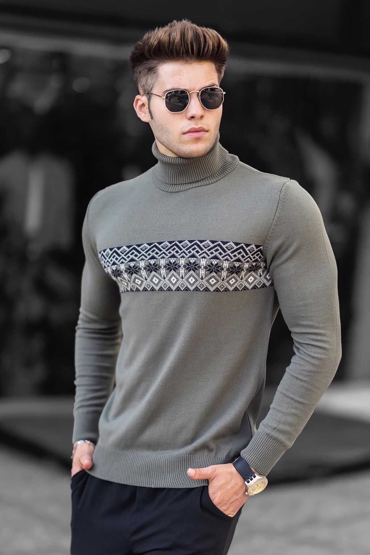 Madmext Pullover Khaki Slim Fit Fast ausverkauft