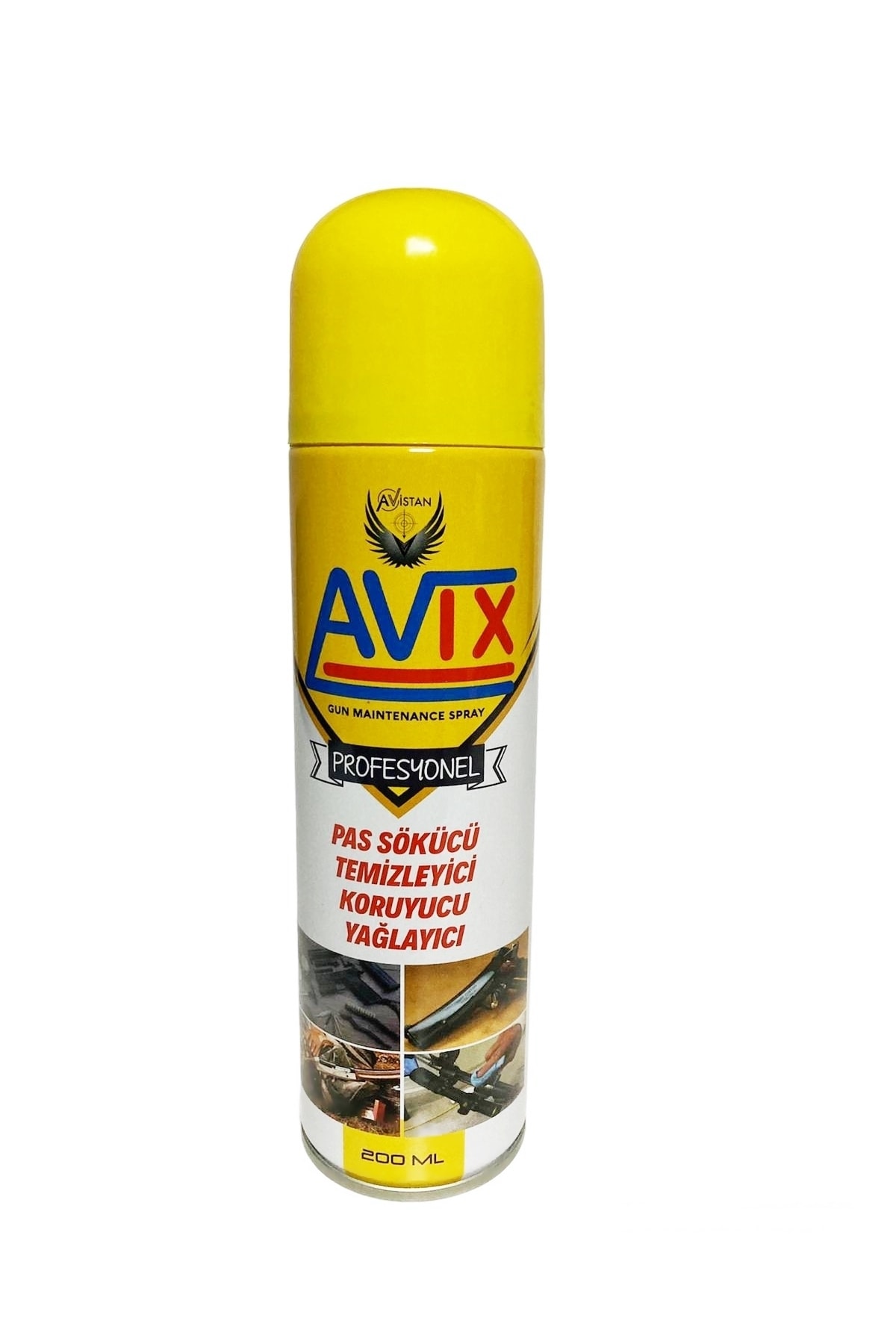 Avix 200 Ml Profesyonel Sprey Silah Bakım Yağı 4'ü Bir Arada Pas Temizleyici Koruyucu,yağlayıcı)