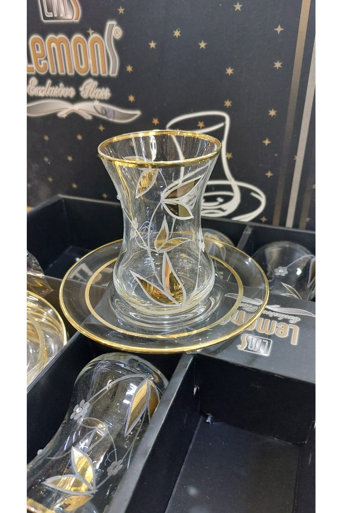 Lemons Zambak Lüx 12 Parça Yaldızlı Taşlı Çay Seti - Fiyatı, Yorumları