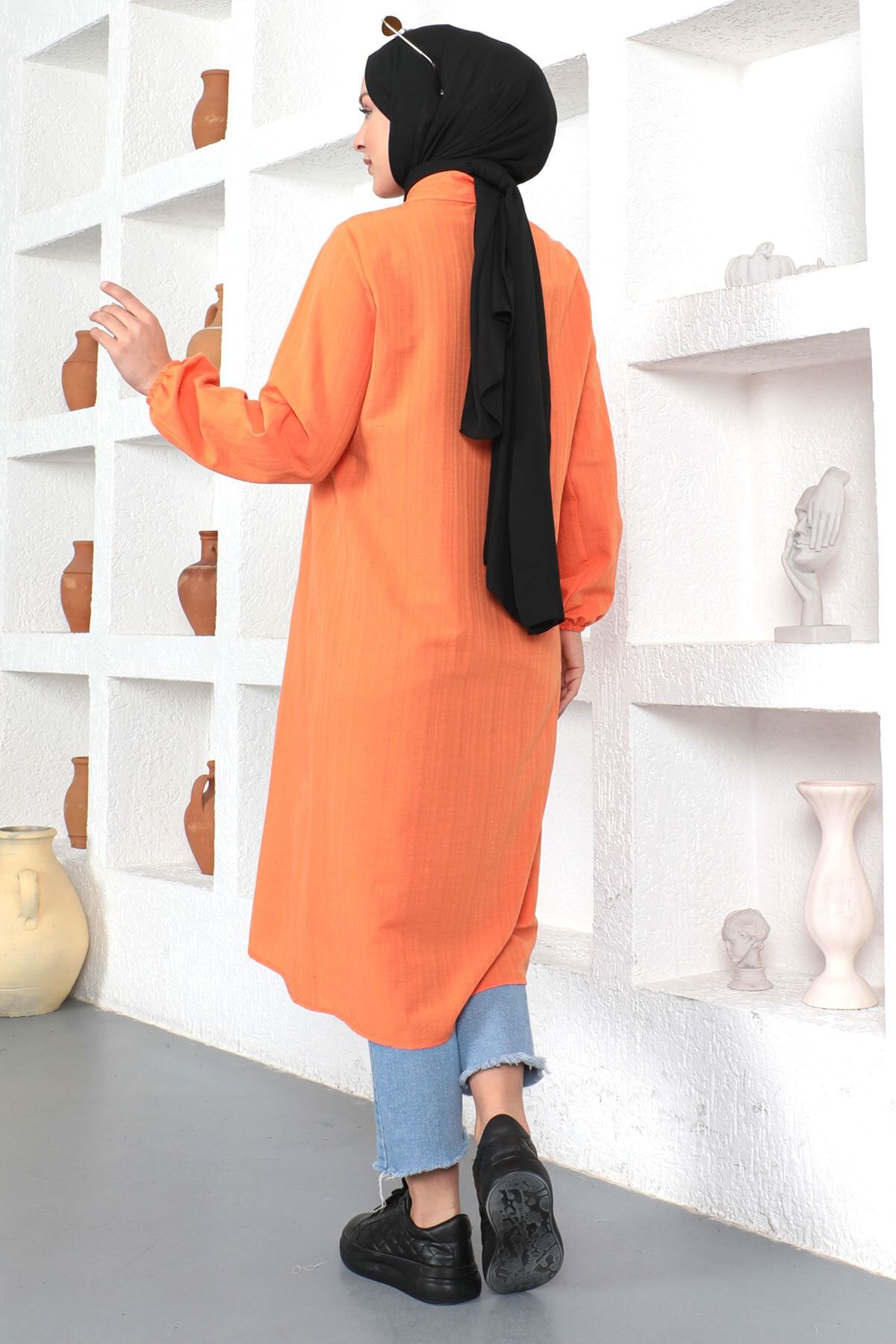 Tesettür Dünyası-Plus Size Lange Tunika Tsd230362 Orange 5