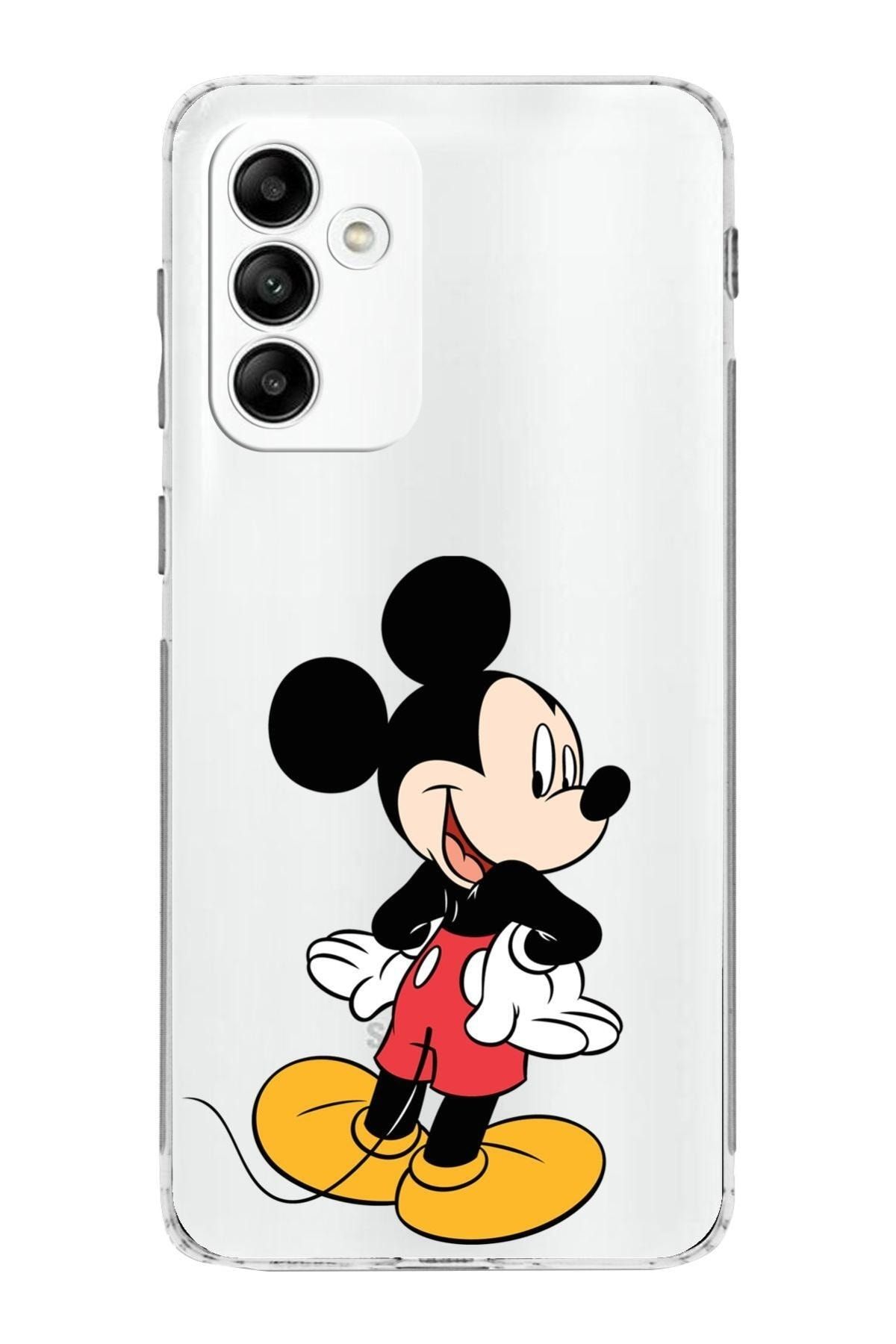 Samsung Galaxy M23 Kamera Korumalı Kapak Mickey Mouse Tasarımlı Şeffaf Kılıf