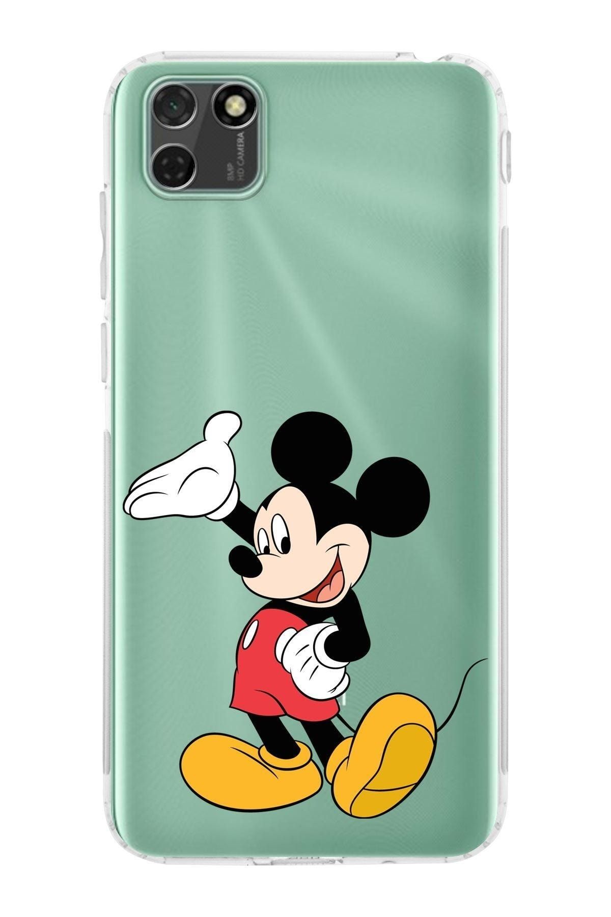 Huawei Y5 P Kamera Korumalı Kapak Mickey Mouse Tasarımlı Şeffaf Kılıf
