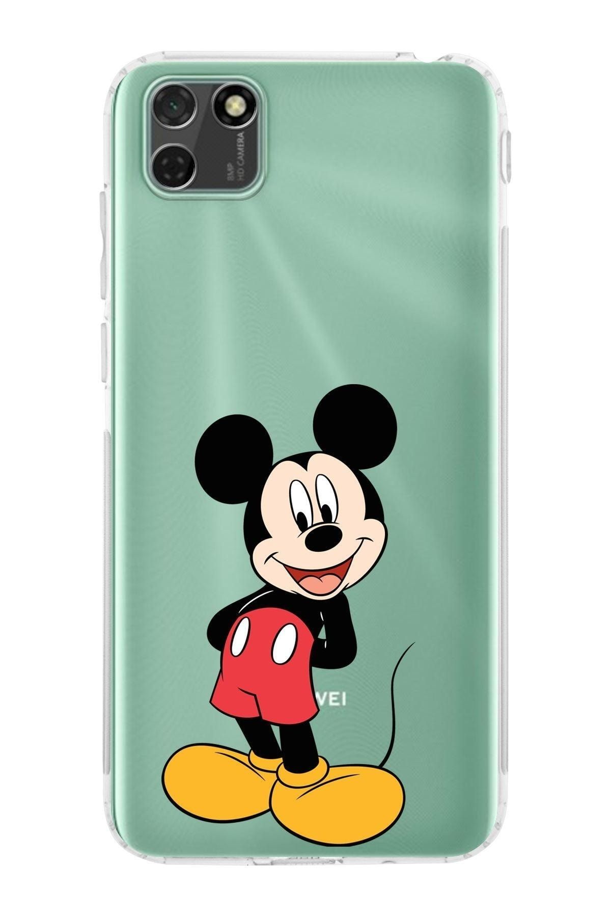 Huawei Y5 P Kamera Korumalı Kapak Mickey Mouse Tasarımlı Şeffaf Kılıf