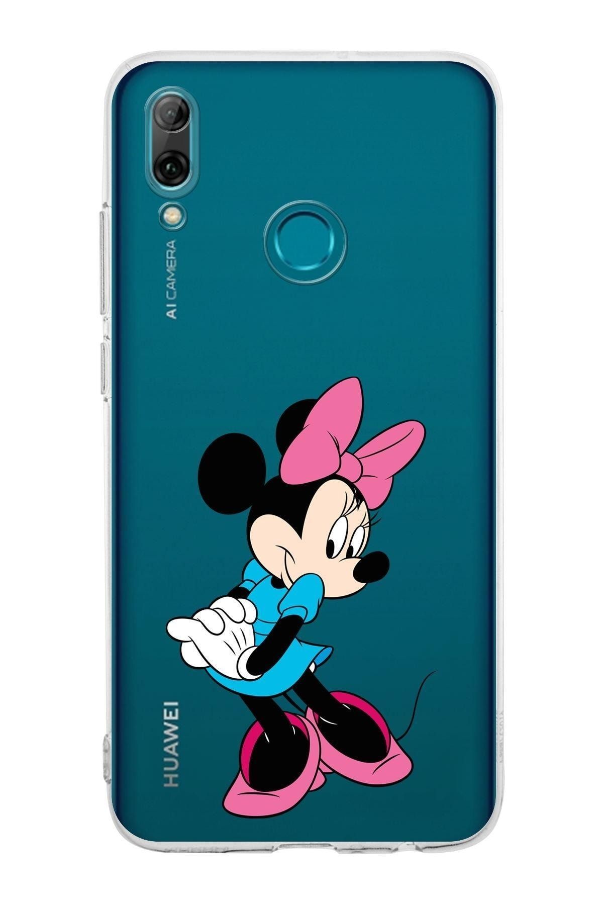 Huawei P Smart 2019 Kamera Korumalı Kapak Minnie Mouse Tasarımlı Şeffaf Kılıf