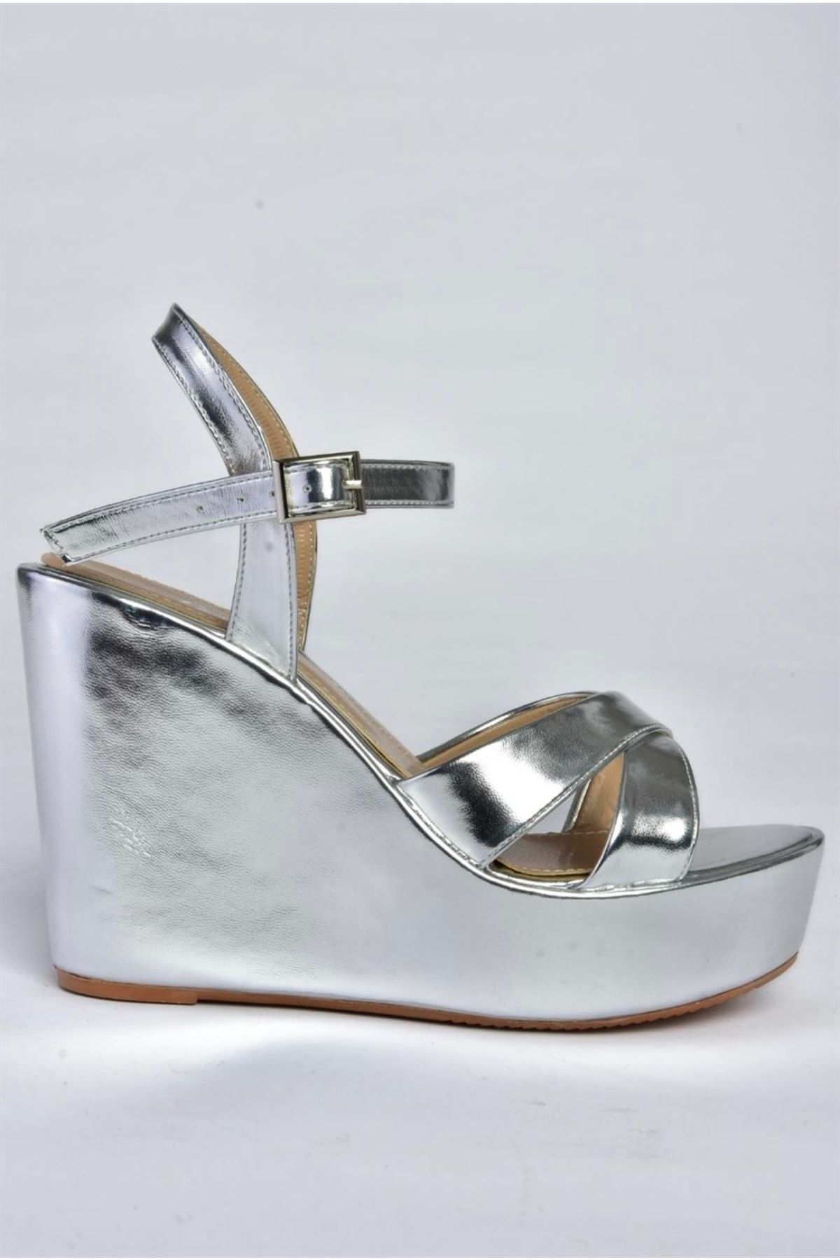 Fox Shoes-P572280409 Γυναικεία παπούτσια με ασημί σφήνα τακούνια 5