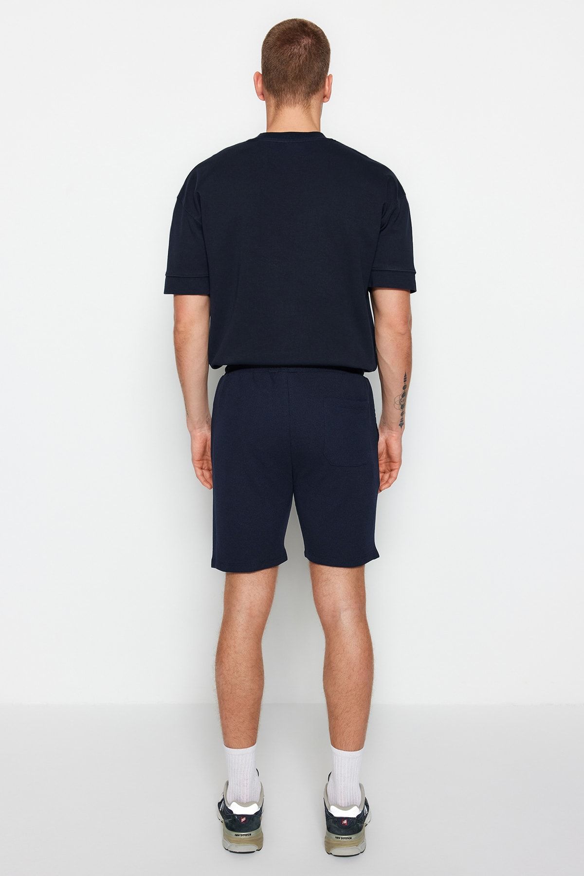 Trendyol Collection-Sötétkék-bézs normál zsinór 2db rövidnadrág és Bermuda TMNSS23SR00076 6