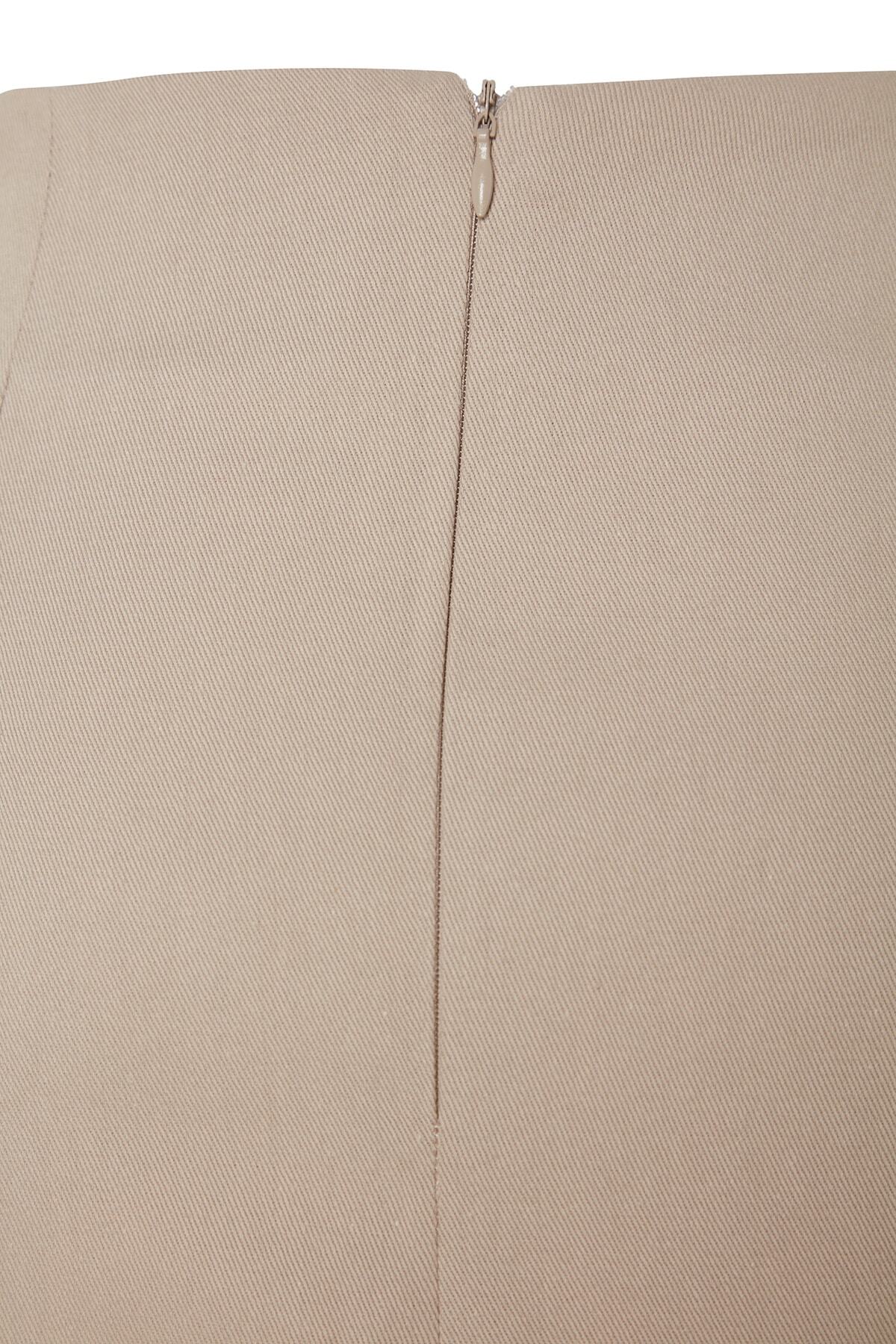 Trendyolmilla  Bej Basic Yüksek Bel A-line Mini Boy Dokuma Etek TWOSS22ET0136 - Görsel 15