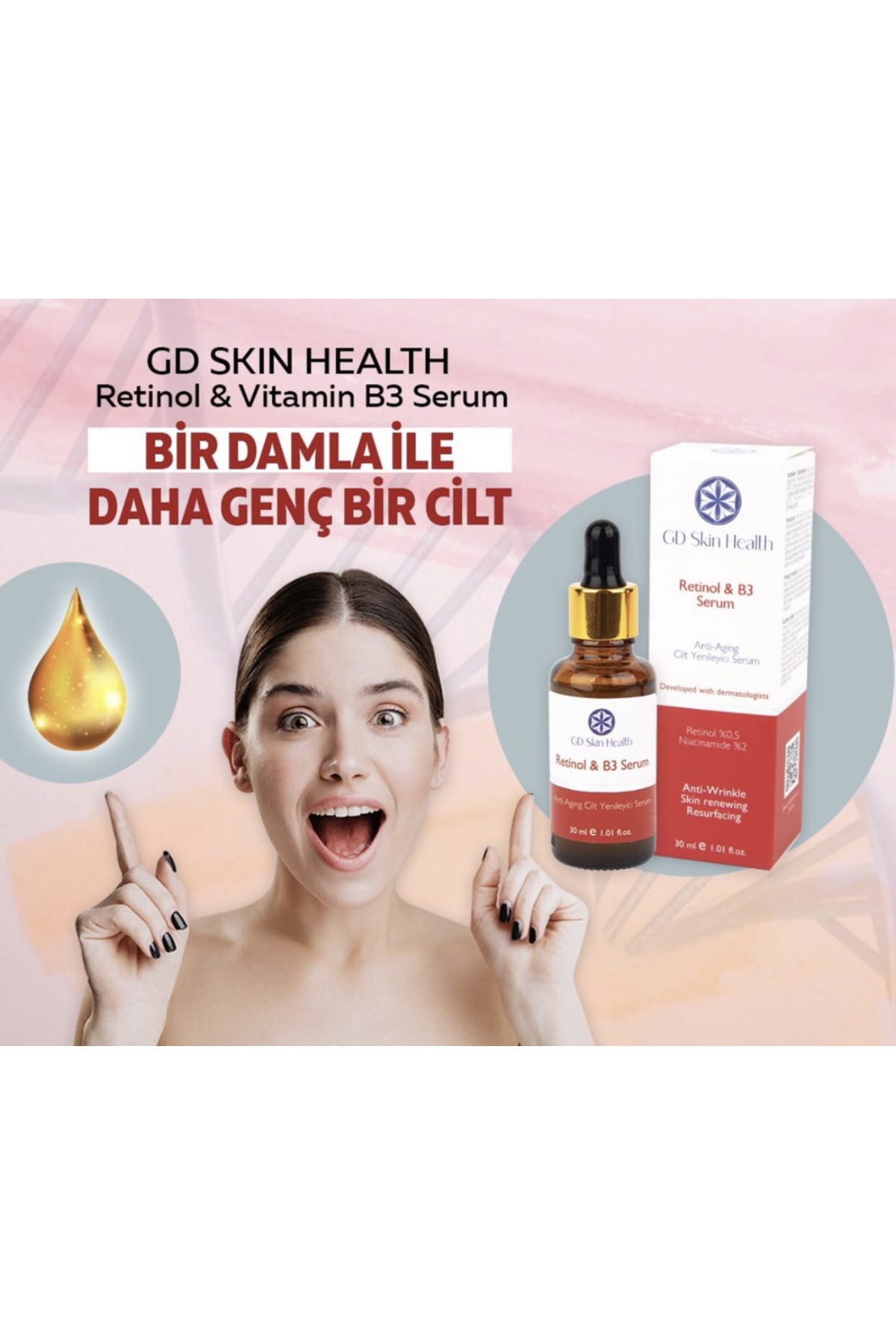 Retinol & Vitamin B3 Yaşlanma Karşıtı Serum Anti-aging Cilt Yenileyici Serum — gd1804 — تصویر 7 از 8
