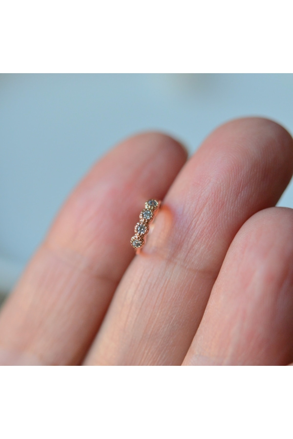 Heppii Rose Gold Renk Cerrahi Çelik Taşlı Halka Tragus Piercing Helix