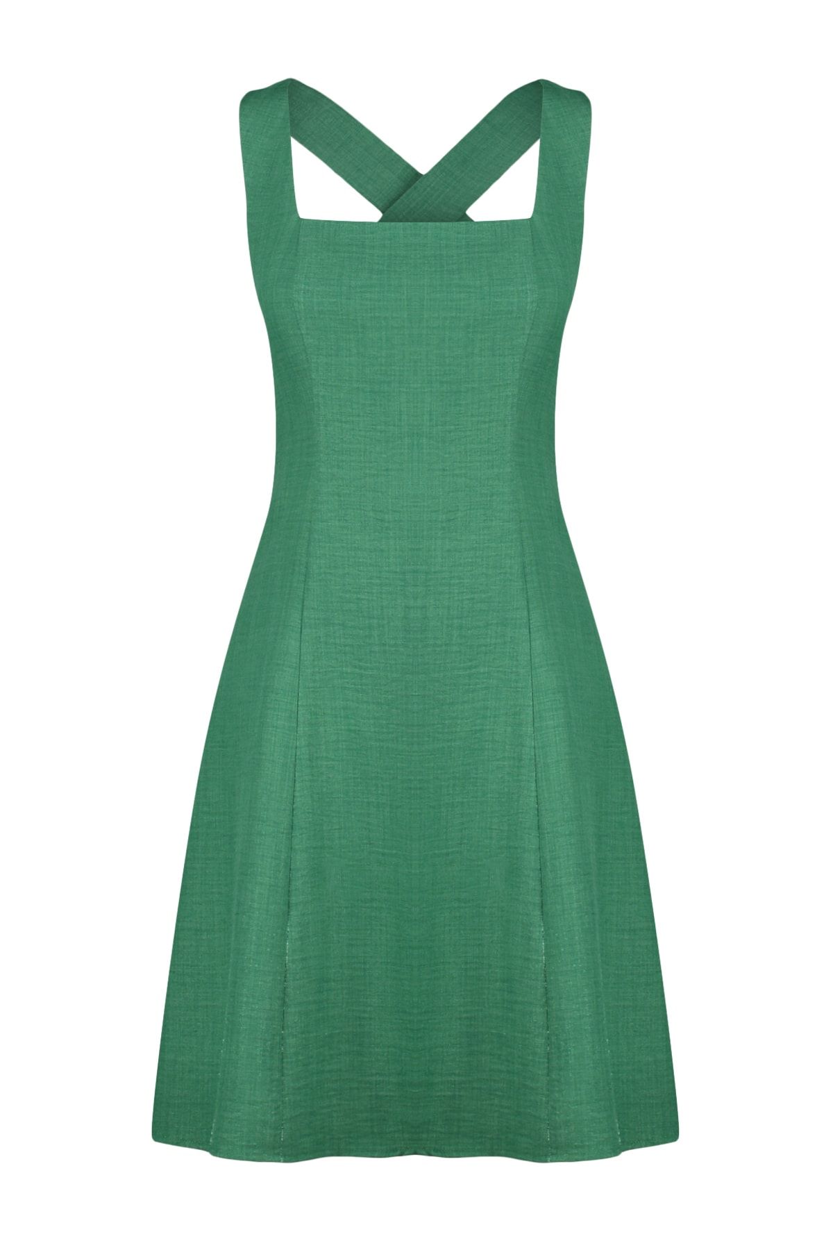Trendyol Collection-Khaki A-Cut Square Collar Mini Woven Dress TWOSS23EL01549 7