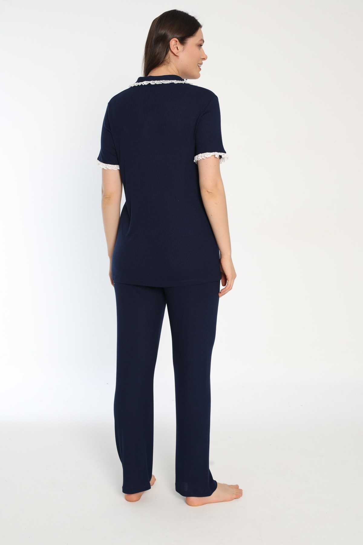 Miss Dünya Lissa Pamuk Fitilli Önden Düğmeli Lohusa Ve Hamile Pijama Takımı fotoğrafı 4 (önizleme)