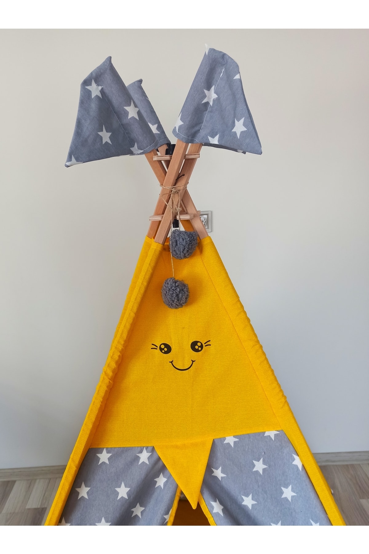 nisa baby tasarım Nbt Sarı Kızıl Derili Eğlenceli Oyun Çadırı Emojeli fotoğrafı 3 (önizleme)