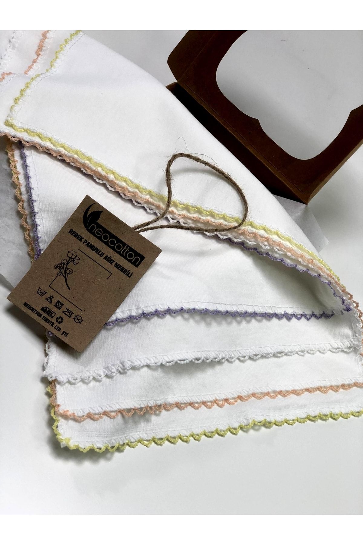 neocotton Șervețele Pentru Bebeluși 100% Bumbac Strat Dublu Brodat Cu Croșetat (4 Bucăți 22x30 Cm) Unisex - Mărime unică