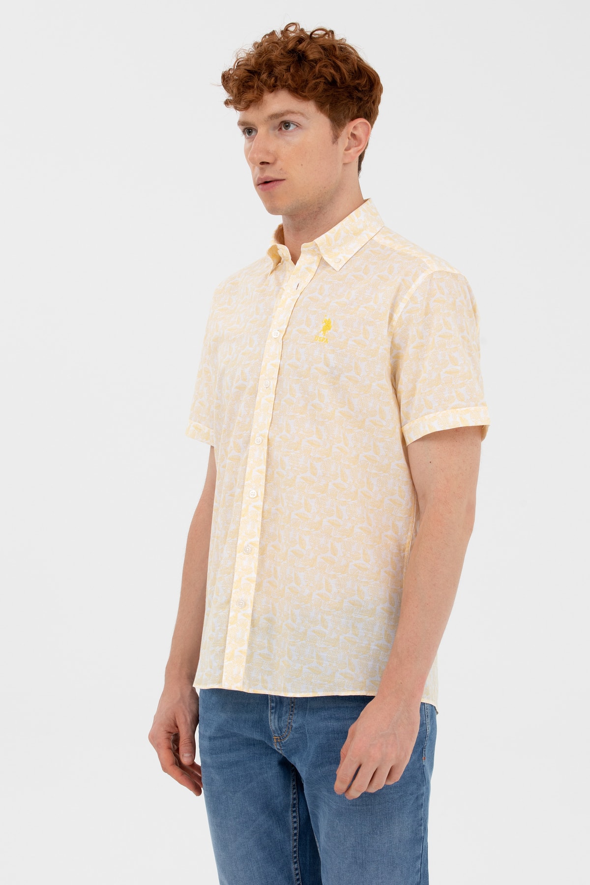 پیراهن مردانه زرد یو اس پولو | 1584208 اورجینال - تصویر 2