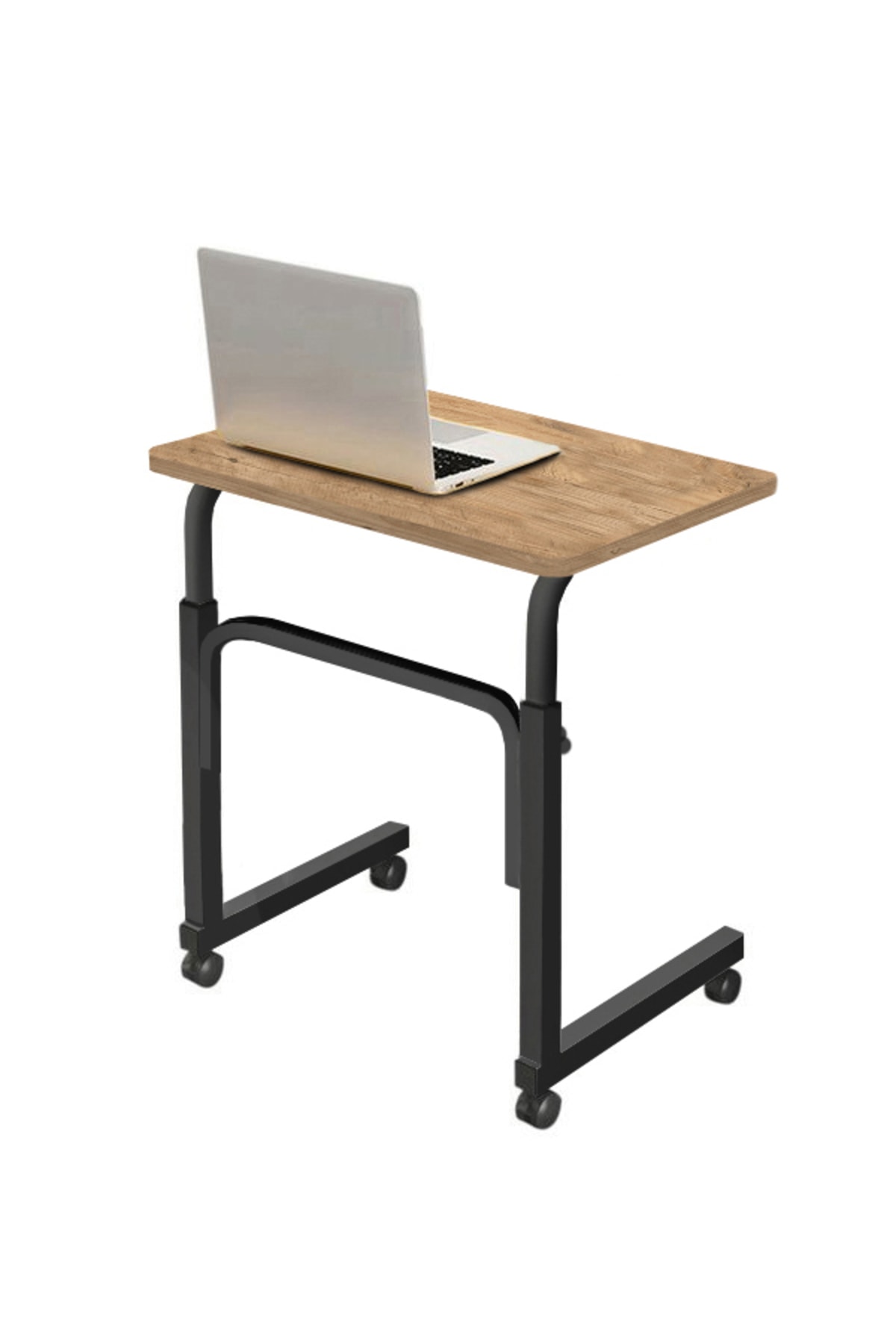 servetavcı Yükseklik Ayarlı Laptop Sehpası - Atlantik Çam (TEKERLİ) 60x40 Oval Kenar