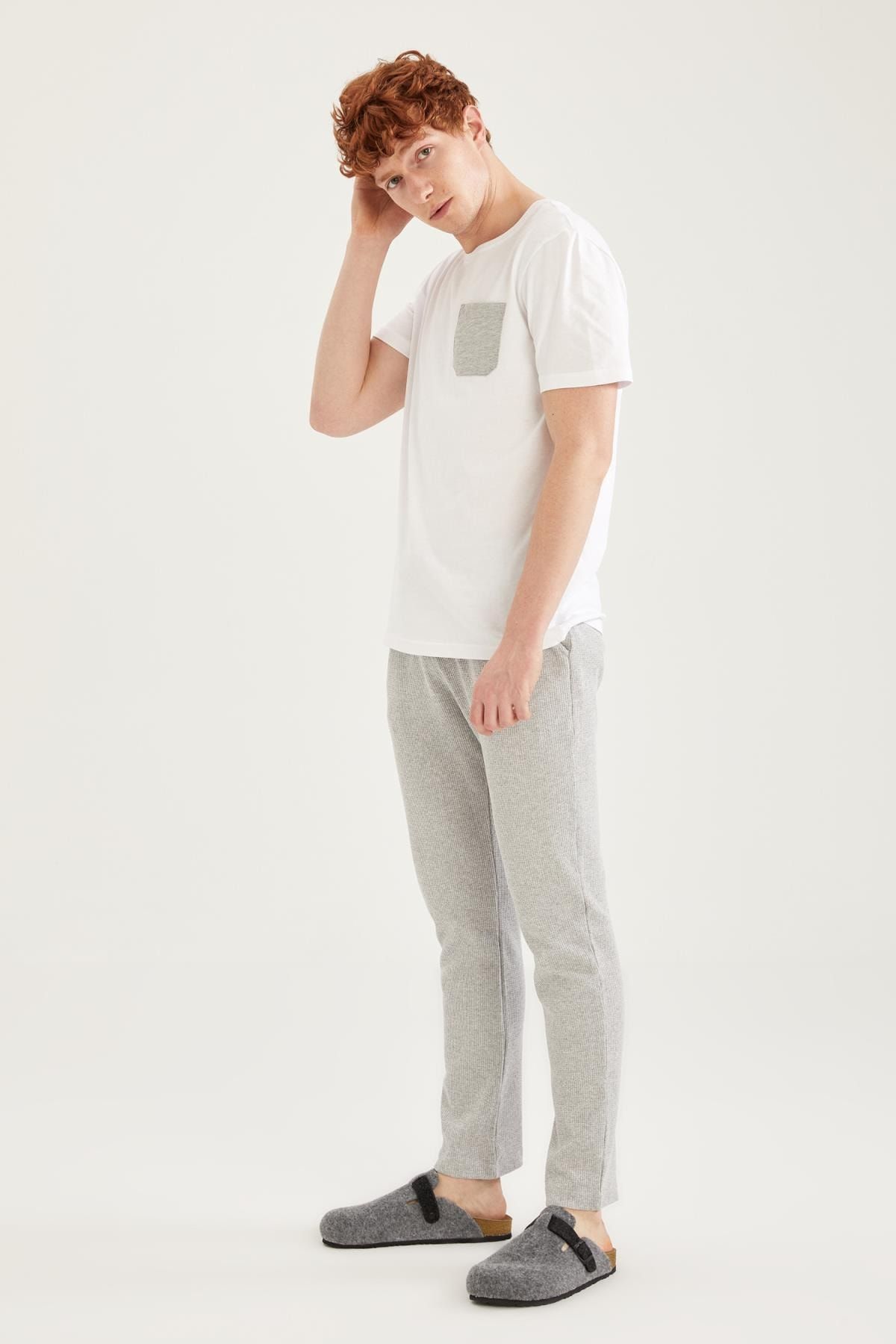 DeFacto-Men's White Regular Fit Basic Pajama Bottom T9040AZ21SP 2