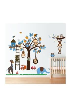 Çocuk Ve Bebek Odası Sevimli Neşeli Hayvanlar Fil Zürafa Ürün Duvar Süsleme 190x90 cm 72299818KT879