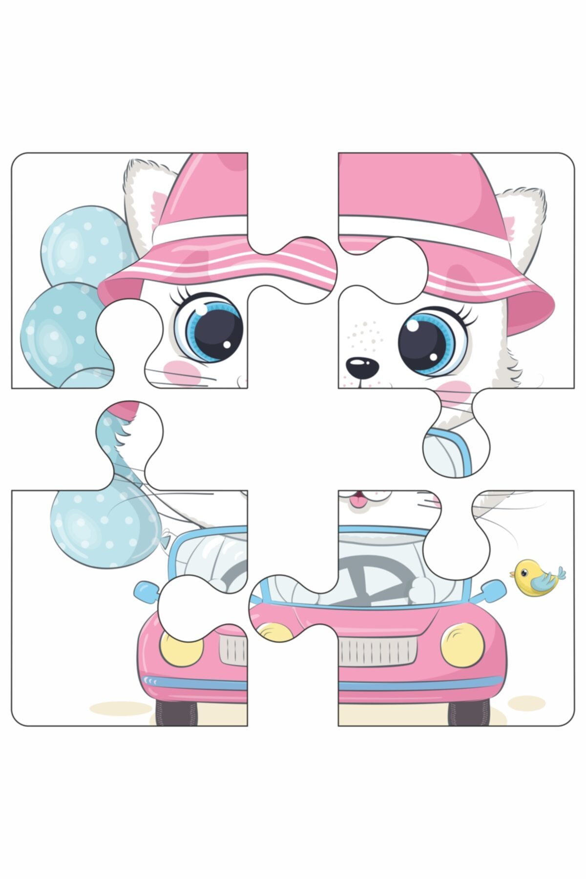 Baskı Atölyesi Sevimli Kedi 4 Parça Yapboz Ilk Puzzle, Kolay Puzzle fotoğrafı 2 (önizleme)