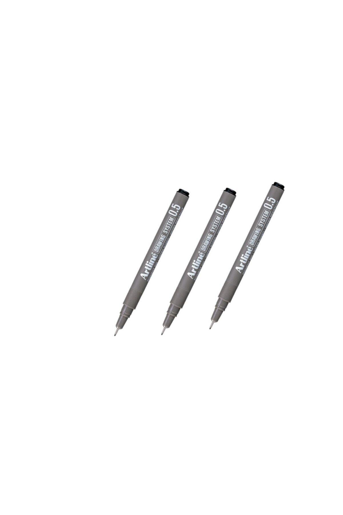 artline Drawing System Teknik Çizim Kalemi 0.5 Mm Siyah 3 Adet