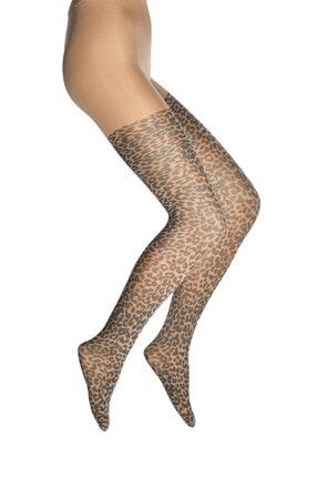 Leopar Baskı Desenli Külotlu Kadın Çorap DOR11477