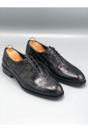 Erkek Siyah Bağcıklı Kroko Ayakkabı YES-1180S