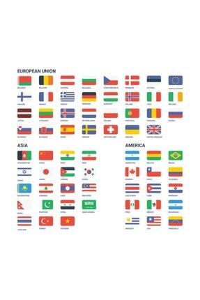 Kıtalar, Ülke Bayrakları Ve Isimleri Eğitici Duvar Sticker Seti 72299818KT1412