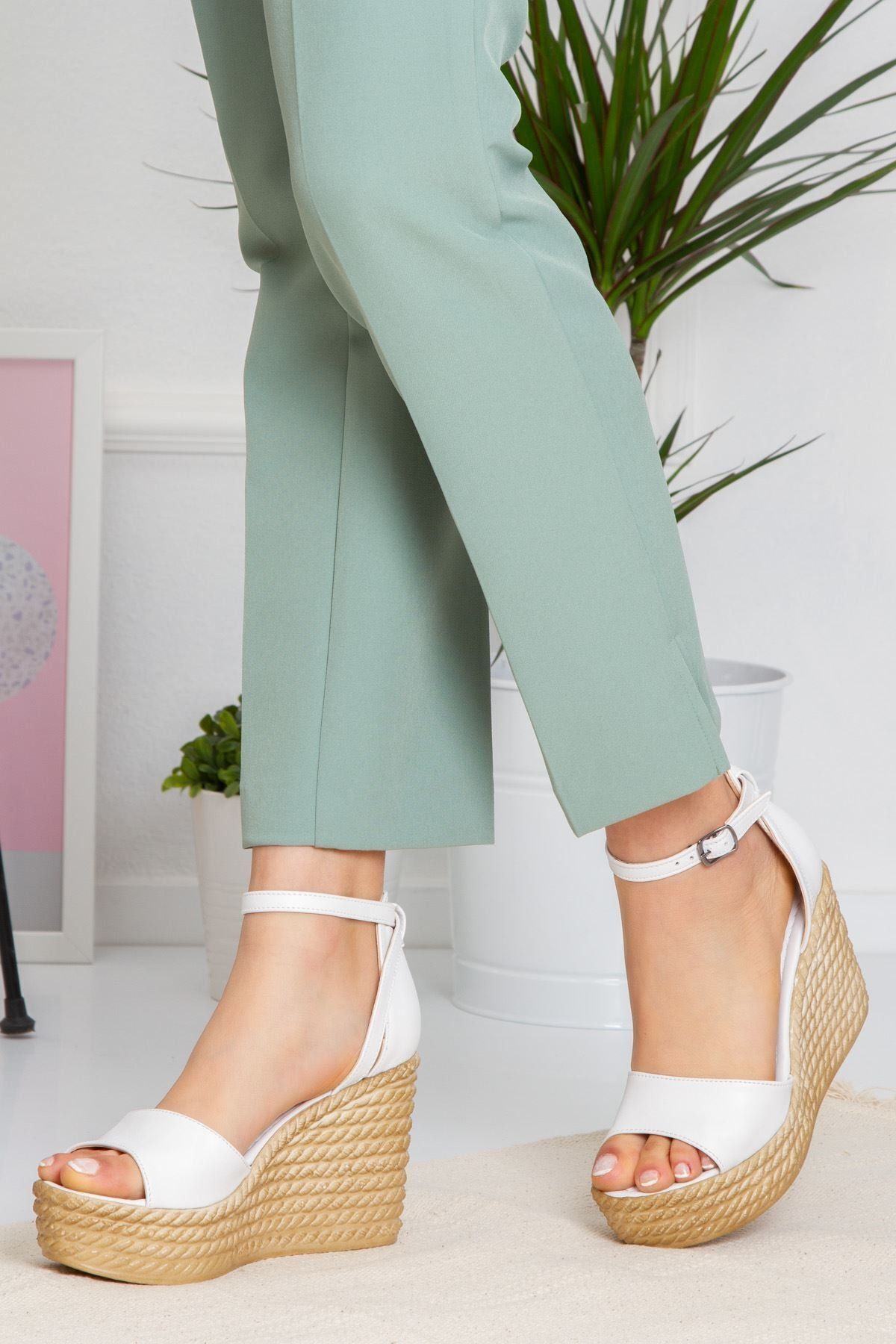 White shop summer wedges